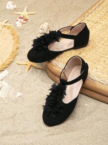 Giày búp bê trẻ em Đề can màu trơn Dây đeo mắt cá chân - màu đen - Xem 4