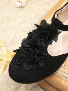 Giày búp bê trẻ em Đề can màu trơn Dây đeo mắt cá chân - màu đen - Xem 5