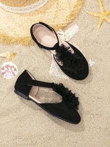 Giày búp bê trẻ em Đề can màu trơn Dây đeo mắt cá chân - màu đen - Xem 6