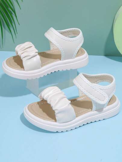 女孩抽褶細節魔術貼運動涼鞋適合夏天