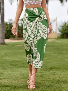 SHEIN VCAY Váy nữ Thắt nơ trước Thực vật Boho - Nhiều màu - Xem 1