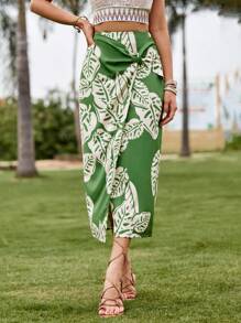 SHEIN VCAY Váy nữ Thắt nơ trước Thực vật Boho - Nhiều màu - Xem 4