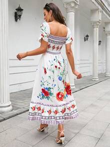Aveloria Floral Print Off Shoulder Dress - Multicolor - View 2
