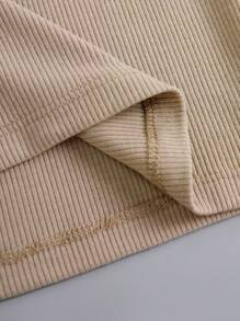 INAWLY Solid Ribbed Knit Tank Top - Apricot - View 3