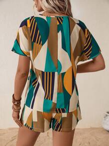 SHEIN LUNE Bộ đồ hai mảnh nữ Hình học Giải trí - Nhiều màu - Xem 2