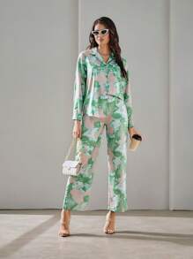 SHEIN Privé Bộ đồ hai mảnh nữ Túi Nút phía trước Cà vạt nhuộm Giải trí - Nhiều màu - Xem 4