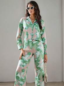 SHEIN Privé Bộ đồ hai mảnh nữ Túi Nút phía trước Cà vạt nhuộm Giải trí - Nhiều màu - Xem 5