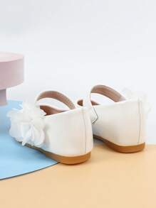 Baby Girls Flower Decor Hook-and-loop Fastener Mary Jane Shoes For Summer - White - View 3