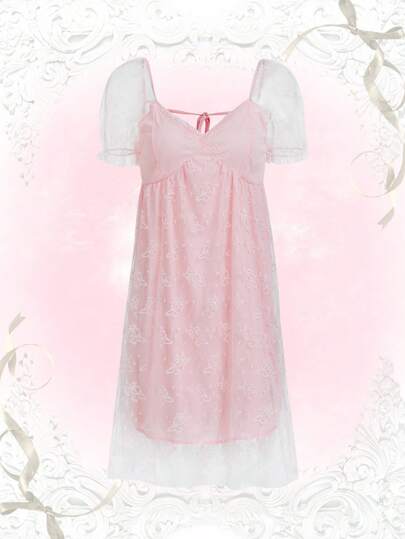 Abiti tulle a contrasto con manica a sbuffo