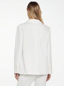 BizChic Lapel Neck Flap Detail Blazer - White - View 2