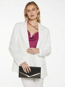 BizChic Lapel Neck Flap Detail Blazer - White - View 4