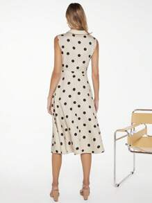BizChic In vết tròn Polka Cổ bẻ Đầm - Nhiều màu - Xem 2