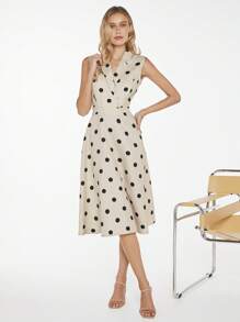 BizChic In vết tròn Polka Cổ bẻ Đầm - Nhiều màu - Xem 3