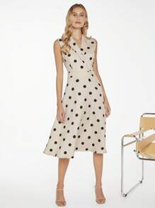 BizChic In vết tròn Polka Cổ bẻ Đầm - Nhiều màu - Xem 4