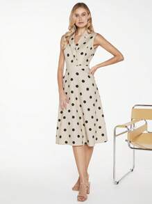 BizChic In vết tròn Polka Cổ bẻ Đầm - Nhiều màu - Xem 1