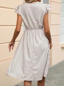 SHEIN Clasi Geo Print Ruffle Trim Dress