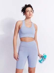 SHE(IN) BRASIL 素色短款背心 - 淺藍色 - 查看 4