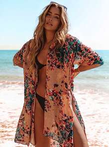 Floral Print Kimono Summer - Multicolor - View 1