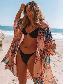 Floral Print Kimono Summer - Multicolor - View 4