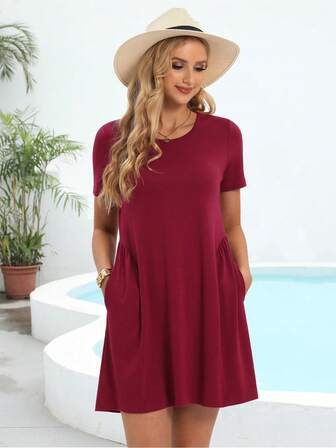 Solid Hidden Pocket Dress