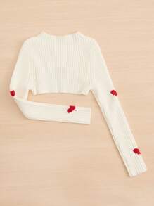 Cô gái Tim Hem cao thấp Áo len Crop - trắng - Xem 2