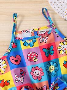 Jumpsuit bé gái Viên lá sen Hoạt hình Hoa Boho - Nhiều màu - Xem 3