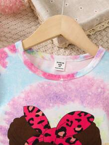 SHEIN Cô Gái Trẻ Nhuộm buộc Đồ họa Hình Áo thun - Nhiều màu - Xem 3