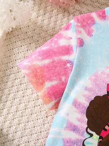 SHEIN Cô Gái Trẻ Nhuộm buộc Đồ họa Hình Áo thun - Nhiều màu - Xem 4