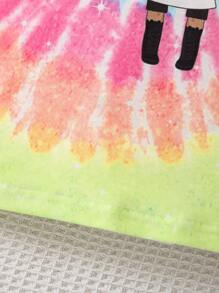 SHEIN Cô Gái Trẻ Nhuộm buộc Đồ họa Hình Áo thun - Nhiều màu - Xem 5