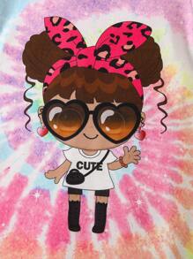 SHEIN Cô Gái Trẻ Nhuộm buộc Đồ họa Hình Áo thun - Nhiều màu - Xem 6