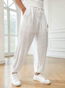 GENTILAND Quần Nam Dây kéo Túi màu trơn Giải trí - trắng - Xem 5
