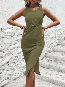 SHEIN Clasi Cut Out Waist Split Thigh Dress
