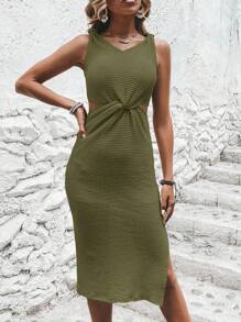 SHEIN Clasi Cut Out Waist Split Thigh Dress