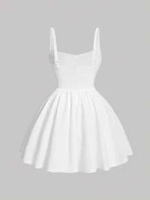 SHEIN MOD Plus White Solid Corset Structure Cami Dress,Graduation Dress,Birthday Dresses For Women