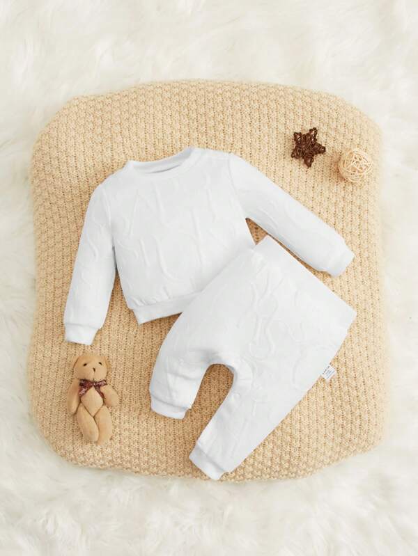 SHEIN Newborn Baby Boys' Comfortable Casual White Letter Printed