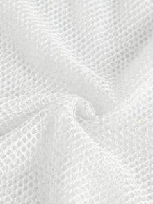 SHEIN Sweetina Vestido unicolor de muslo con abertura transparente - Blanco - Ver 3