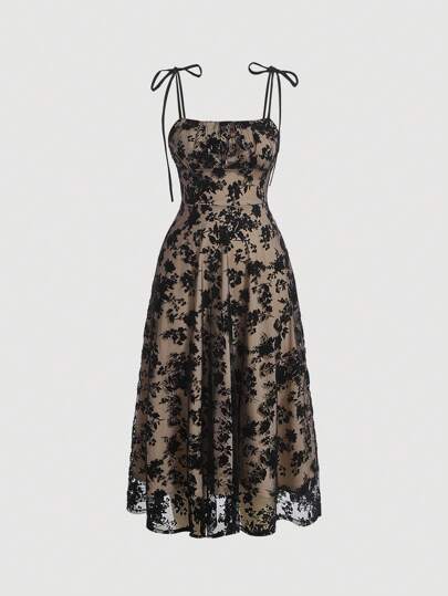 SHEIN MOD Robe À Fines Brides Imprimé Floral En Tulle