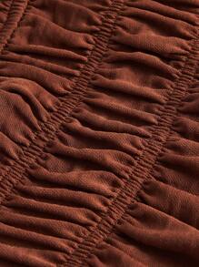 SHEIN EZwear 前繫帶荷葉邊吊帶上衣 - 咖啡棕 - 查看 3