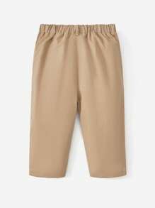 SHEIN Đứa bé trai Màu thuần Đường chéo Túi Quần , Thoải mái Và Dễ thương , Thích hợp Cho mùa hè - Màu Khaki - Xem 2