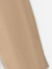 SHEIN Đứa bé trai Màu thuần Đường chéo Túi Quần , Thoải mái Và Dễ thương , Thích hợp Cho mùa hè - Màu Khaki - Xem 3