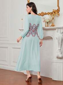 Modelyn Floral Print Lantern Sleeve Dress