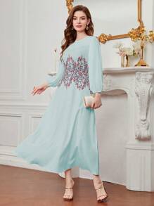 Modelyn Floral Print Lantern Sleeve Dress