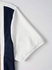 Manfinity Homme Nam Khối màu In sọc Khóa kéo một phần tư Áo polo - Nhiều màu - Xem 5