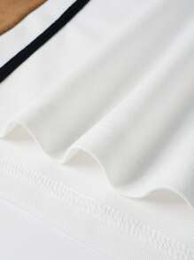 Manfinity Homme 男士撞色條紋印花1/4拉鍊POLO衫