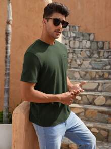 Manfinity RelaxMax Men Solid Waffle Knit Tee
