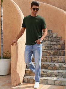 Manfinity RelaxMax Men Solid Waffle Knit Tee