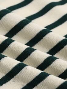 DAZY Striped Pattern Knit Top - Dark Green - View 3