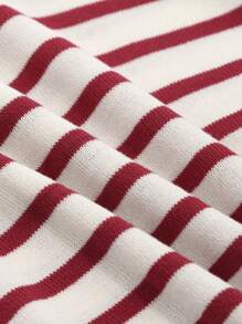 DAZY Striped Pattern Knit Top - Red - View 8