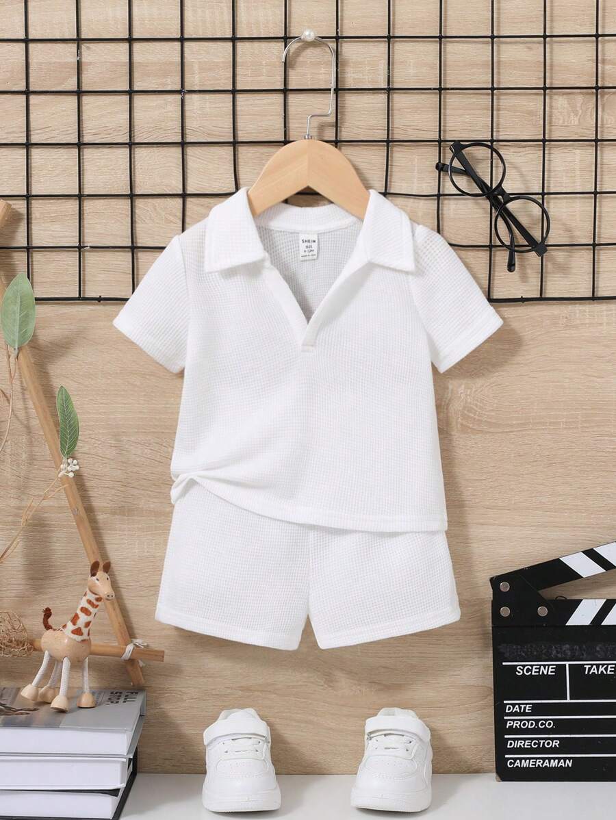 SHEIN 2 Pezzi/set Maglietta Casual T-shirt E Pantaloncini Colorati Per Bambini Maschi, Primavera E Autunno