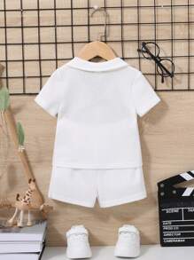SHEIN 2 Pezzi/set Maglietta Casual T-shirt E Pantaloncini Colorati Per Bambini Maschi, Primavera E Autunno